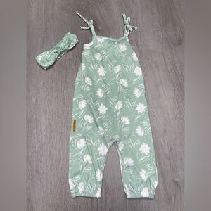 Lila & Jack Green Floral Romper Baby Girl Size 3-6 Months